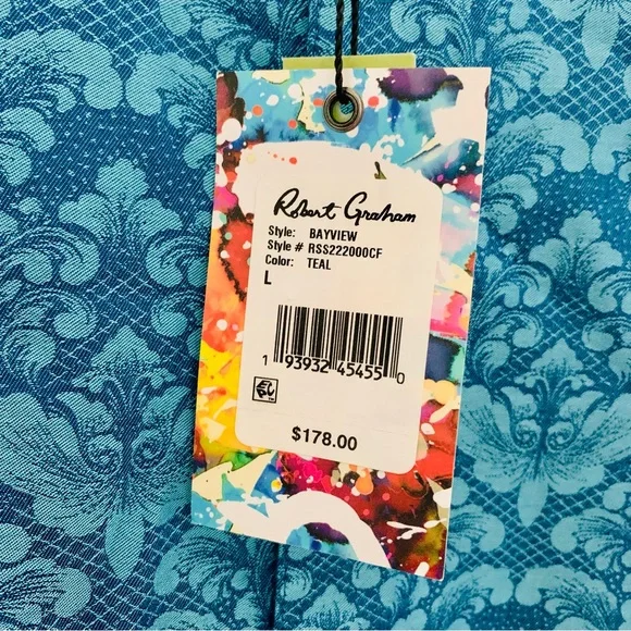 Robert Graham Button Down Shirt NWT Short Sleeve Size Large - Picture 4 of 10